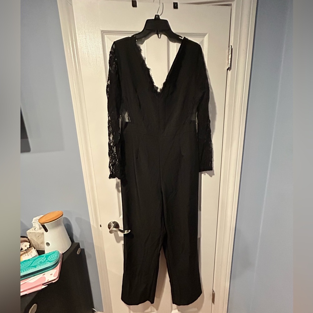 Amazon Black Lace Sleeve Jumpsuit